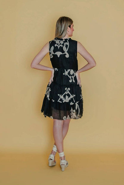 Kleid im Bohostil "Fabianne" - Schwarz-Weiß