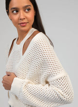 Ange Paris Strickjacke Valerio Ecru Baumwollmix