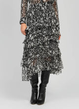 An'ge Paris Rock Rashley - Langer Rock mit Print in Schwarz - Romantischer Stil
