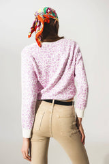 Q2 Leichte Strickjacke - Cardigan Animalprint - Flieder  Cropped & Trendy