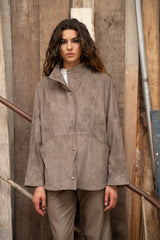 Oversize-Jacke aus Wildlederimitat V369: Stone / 2S/M 2M/L