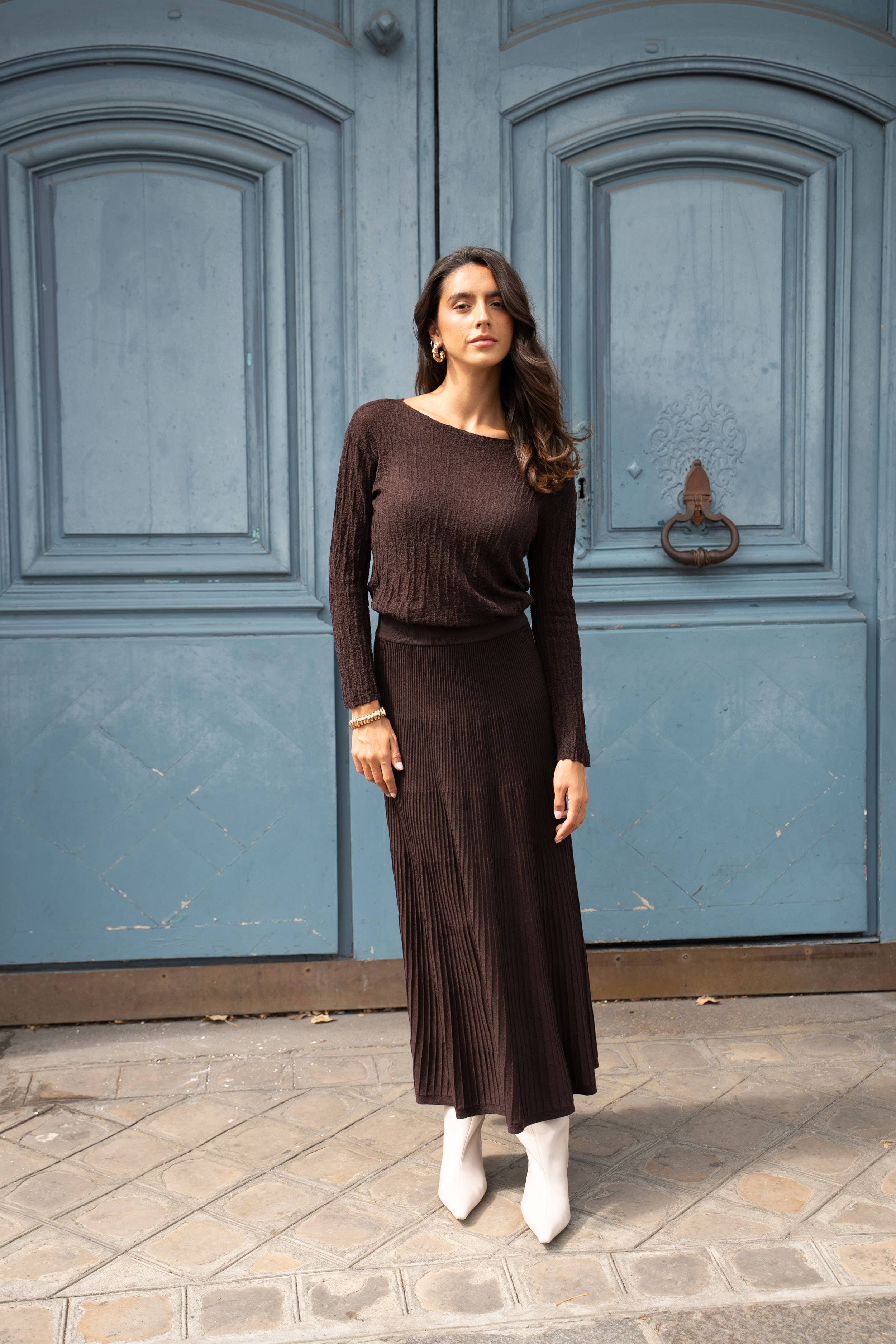 Choklate Paris leichtes Langarm-Strickshirt Choco mit Struktur