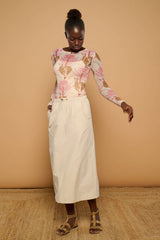 Minueto  Top mit Boho-Leopardenprint Beige semitransparent