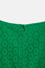 Lanidor Baumwollkleid mit floraler Lochstickerei - Sommerkleid in leuchtendem Grün