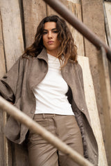 Oversize-Jacke aus Wildlederimitat V369: Stone / 2S/M 2M/L