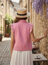 Ciminy Jeansweste "Zarina" Fuchsie mit Volants