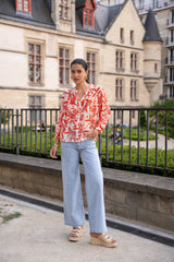 Choklate Paris Zarte Sommerbluse "Saint Tropez" Seiden-Viskosemix Rot