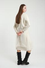 Susy Mix Strickkleid mit Tüllrock in Creme