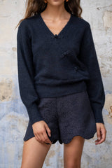 Pullover mit Wickeloptik PU50: Ecru / TU (S-L)