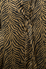 Lanidor Bluse mit Zebramuster & V-Ausschnitt - Schluppe  - Camel - Schwarz