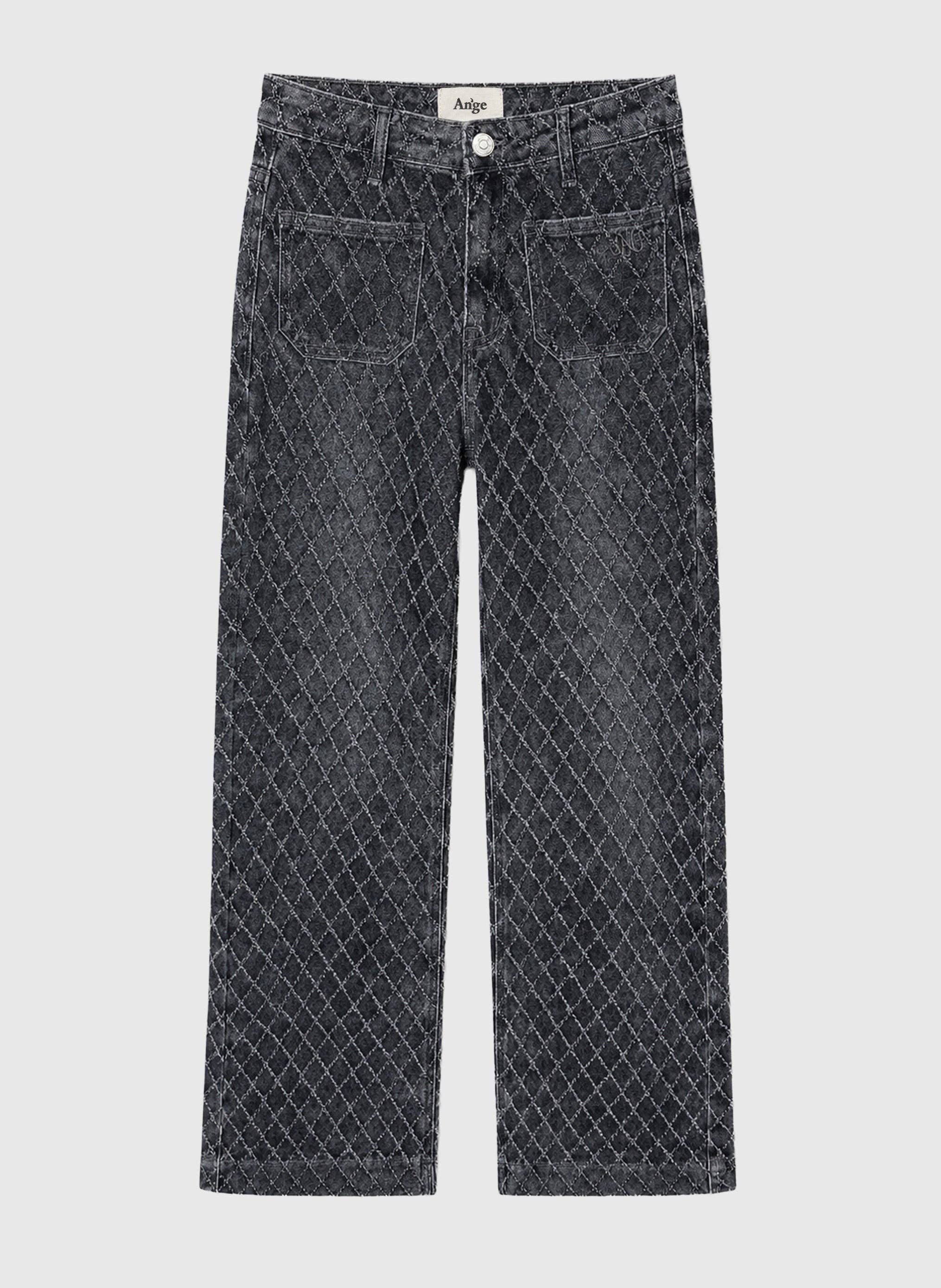 AN’GE Paris Jeans PICROISE mit Rautenmuster Dunkelgrau