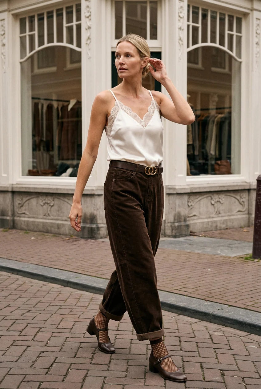 Ange Paris ADELAMY Top mit Spitze in Cremeweiß im Negligéstil