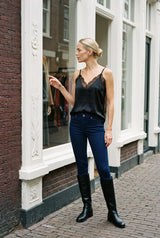 Ange Paris ADELAMY Top mit Spitze in Schwarz im Negligéstil