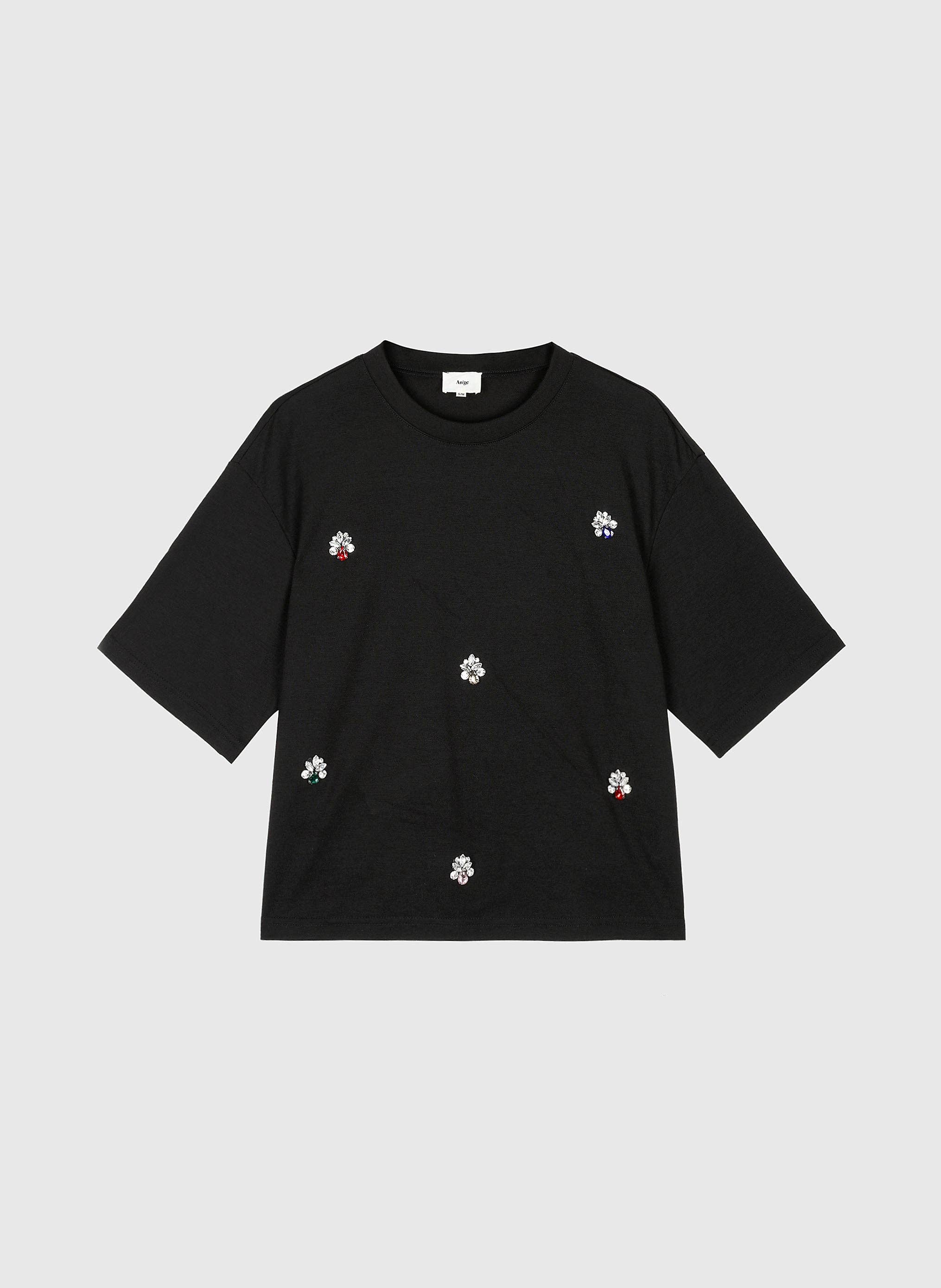 An´ge Paris - T-Shirt aus leichten Sweatmaterial in Schwarz "Amarina"