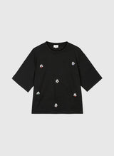 An´ge Paris - T-Shirt aus leichten Sweatmaterial in Schwarz "Amarina"