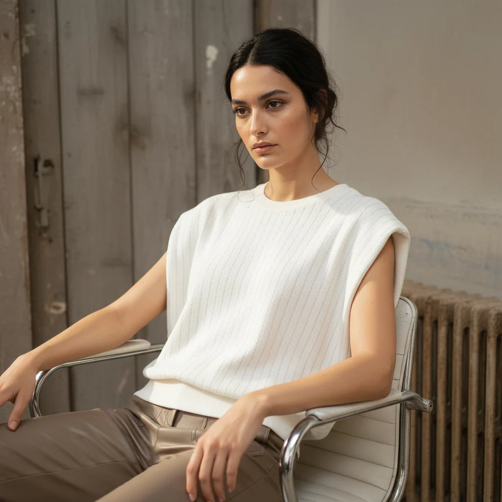Choklate Paris T-Shirt Alizée Ecru mit silberfarbenen Lurexfäden – Herbstversion