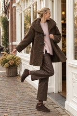 Attrait Paris mittellanger Bouclé-Dufflecoat Schokoladen-Braun