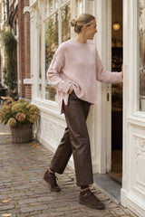 Tamba flauschiger Oversize-Mohairpullover mit Seitenschlitzen Puder