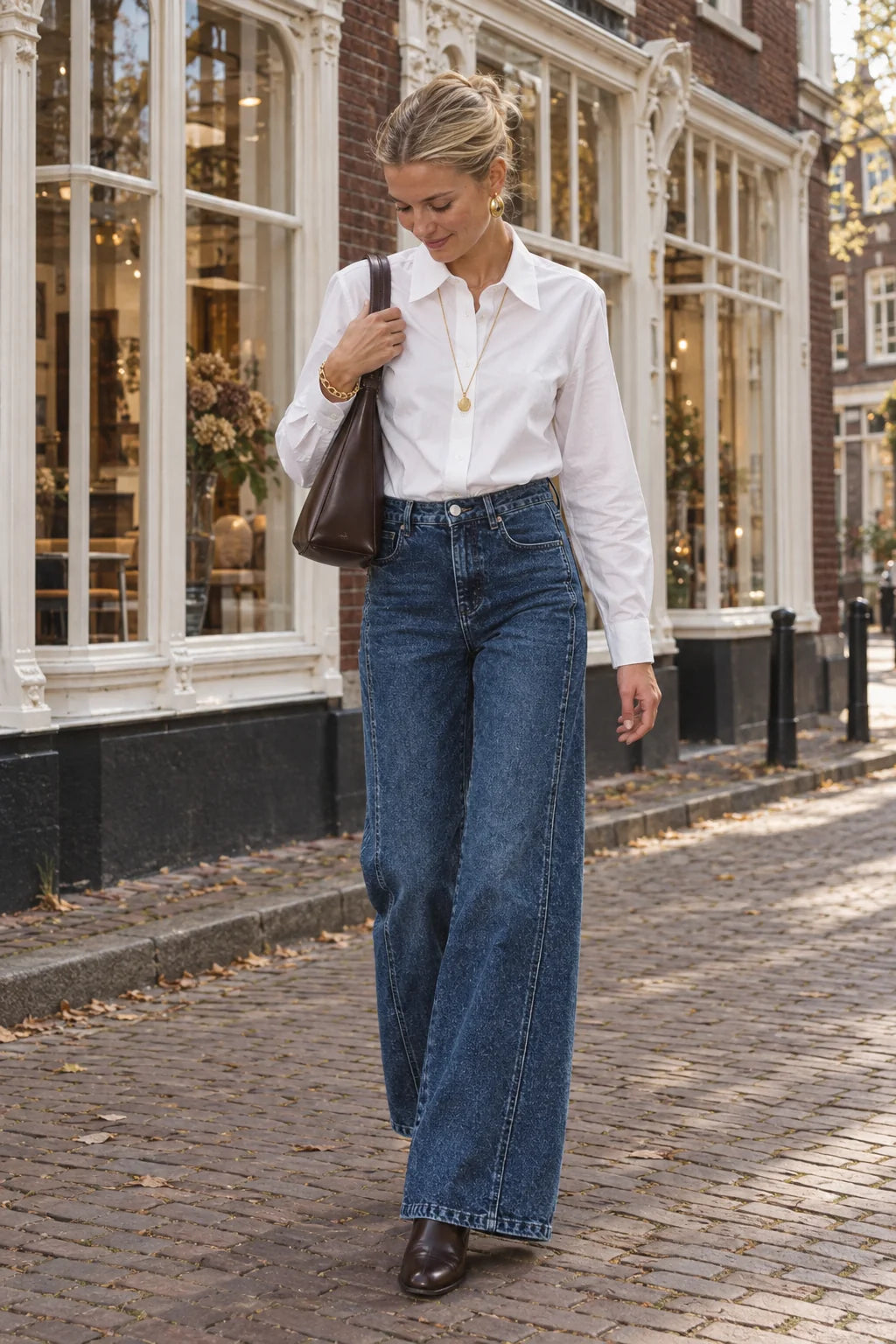 Ana & Lucy Wide-Leg-Jeans Alizée mit vertikalen Ziernähten Denim