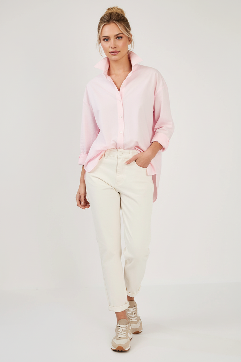 Ana & Lucy Mom-Jeans Julia mit rosa Hemd