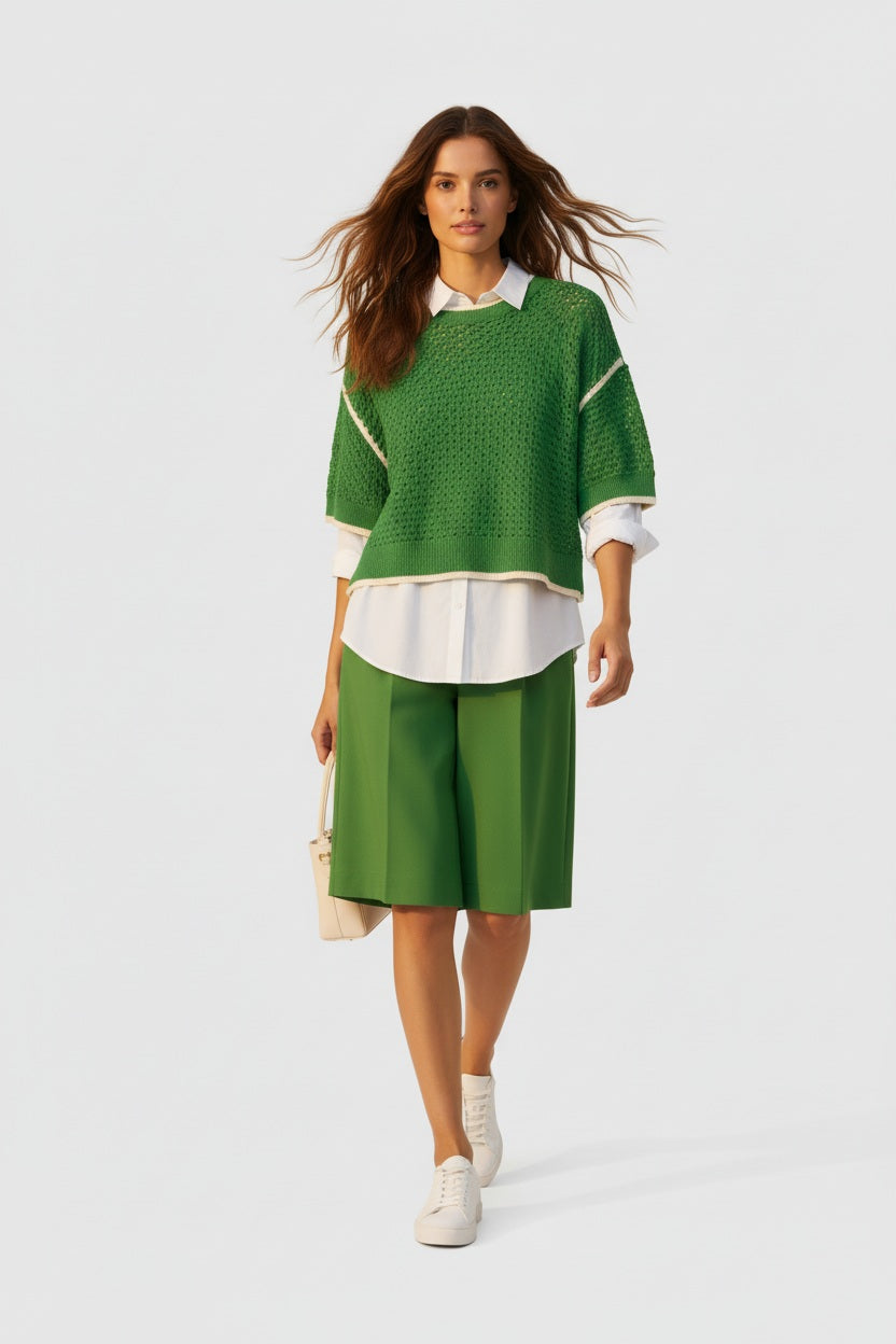 Ange Paris Pullover Valmie Apfelgrün Baumwollmix