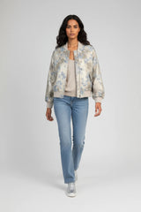 Ange Paris Jacke im Bomberstil Cassyani Brokat Silber glänzend Beige