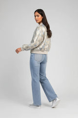 Ange Paris Jacke im Bomberstil Cassyani Brokat Silber glänzend Beige