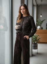 An'ge Paris Cardigan Natalia & Hose Patrilou - Dunkel Schokobraun