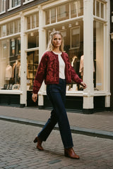 Ange Paris Nayana Granatrot Jacquard-Cardigan