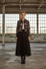 Ange Paris Jacquard-Jacke HALINO Blumenprint Schwarz