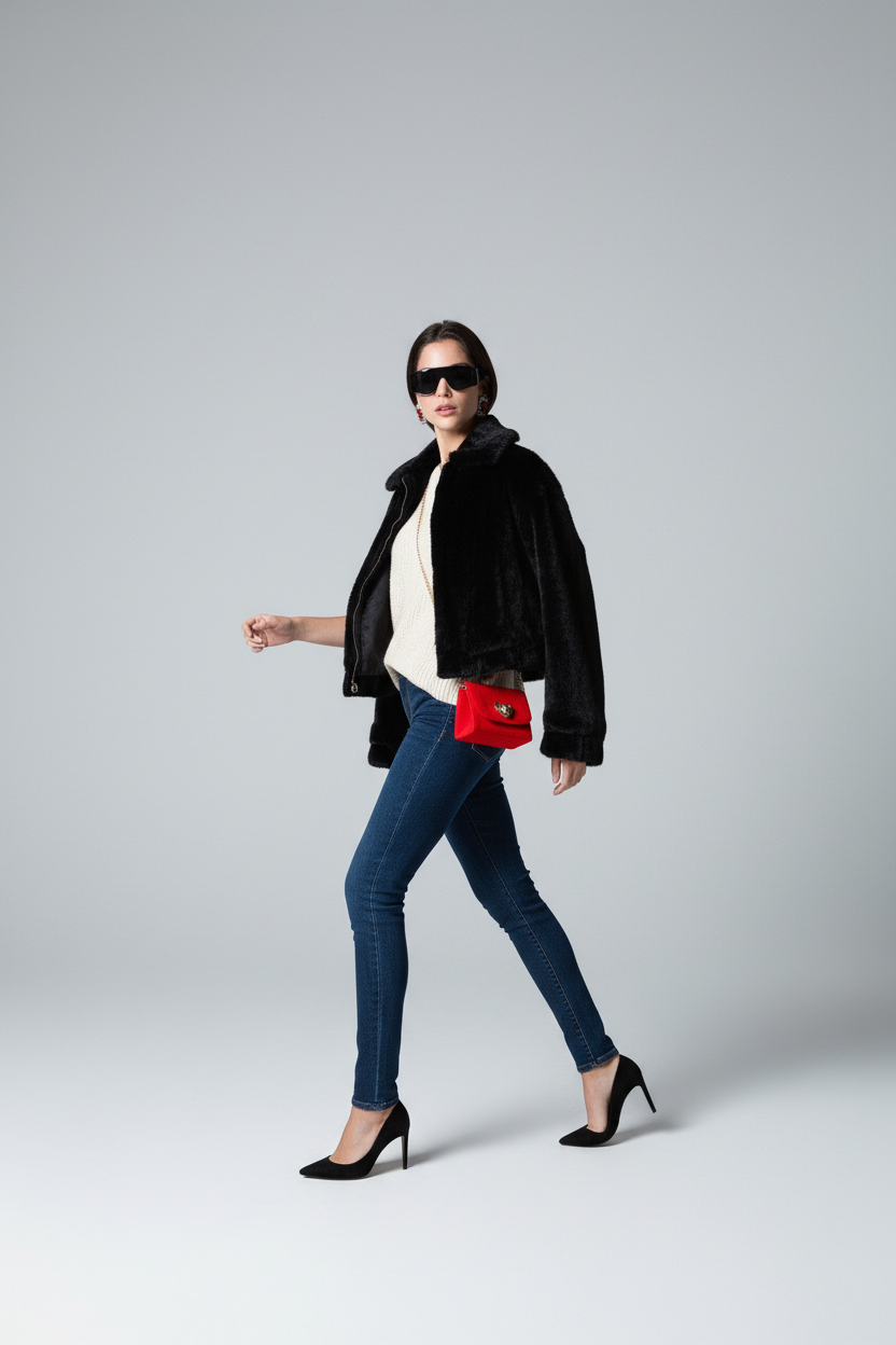 An'ge Paris Kunstfelljacke Candice Schwarz