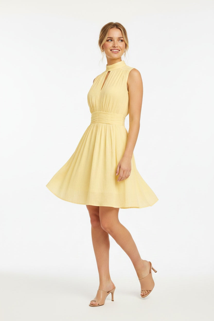 Ange Paris Kurzes Sommerkleid "Orléane" 100% Viskose - Gelb