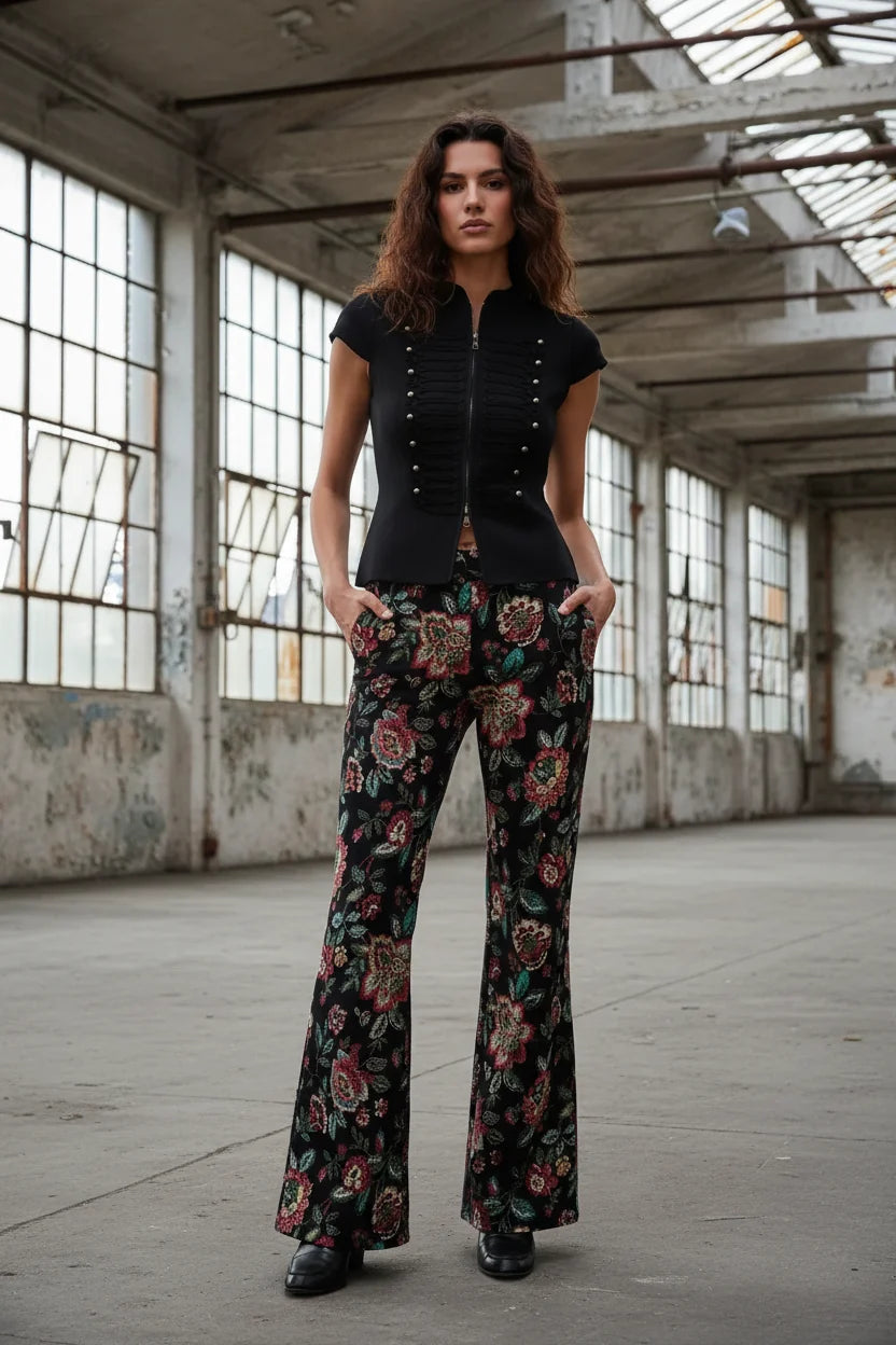 An'ge Paris Hose PALINO Schwarz Jacquard Flare