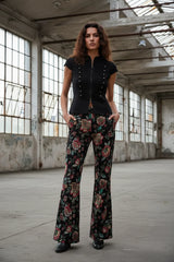 An'ge Paris Hose PALINO Schwarz Jacquard Flare