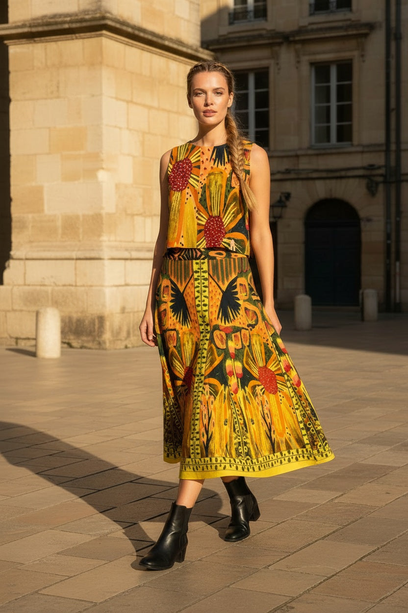 Ange Paris langer Rock Robineta Matali - Modal -Gelb