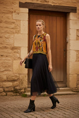 Ange Paris Tanktop Sounaly Matali Gelb – Botanischer Print, 100% Modal