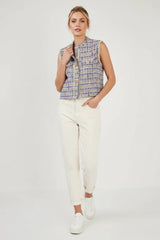 Ange Paris Tweed-Weste Avayana Blau Tailliert