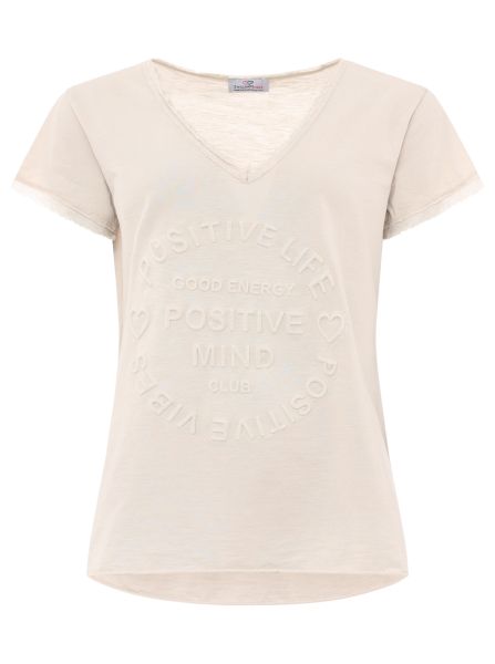 Zwillingsherz Shirt Tail - Positive Mind- 100% Baumwolle - helles Beige