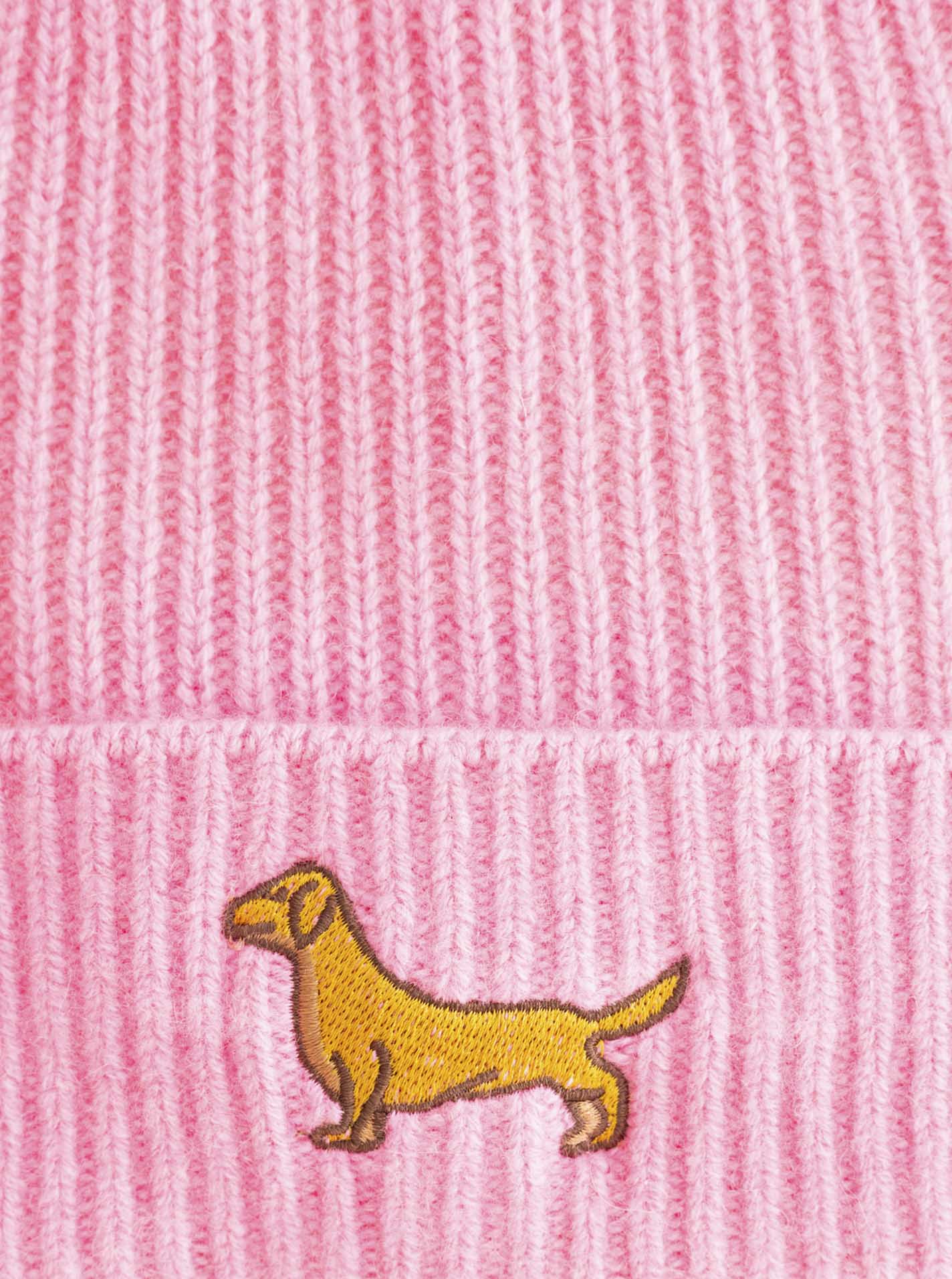 Zwillingsherz Kaschmir-Mütze "Dackel" in Bubblegum-Pink -100% Kaschmir