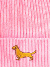 Zwillingsherz Kaschmir-Mütze "Dackel" in Bubblegum-Pink -100% Kaschmir