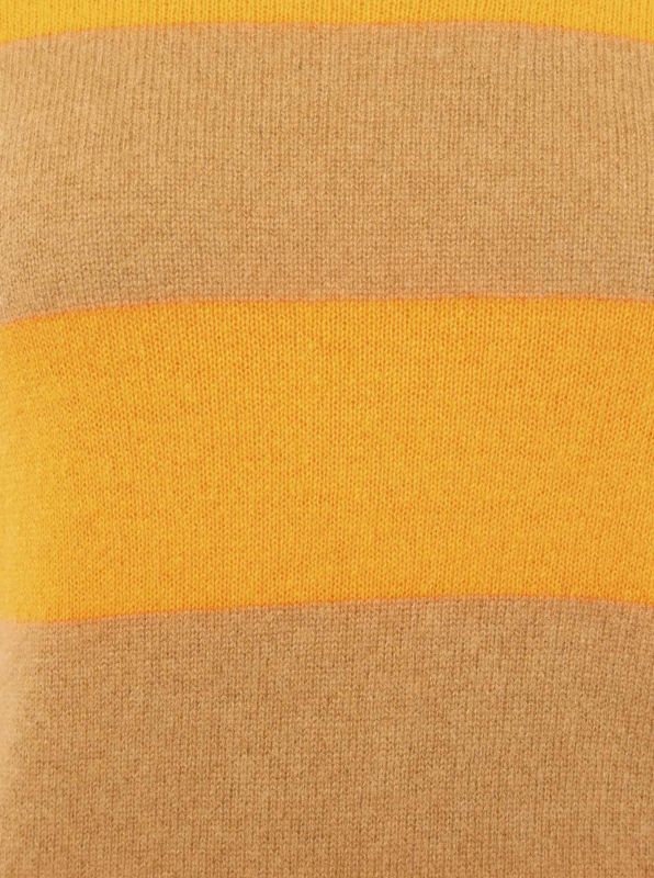 Zwillingsherz Kaschmir Pullover "Blockstreifen" 100% Kaschmir - Camel & Orange