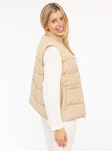 Zwillingsherz - Steppweste kurz "Good Vibes Only" - Beige