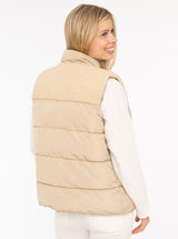 Zwillingsherz - Steppweste kurz "Good Vibes Only" - Beige