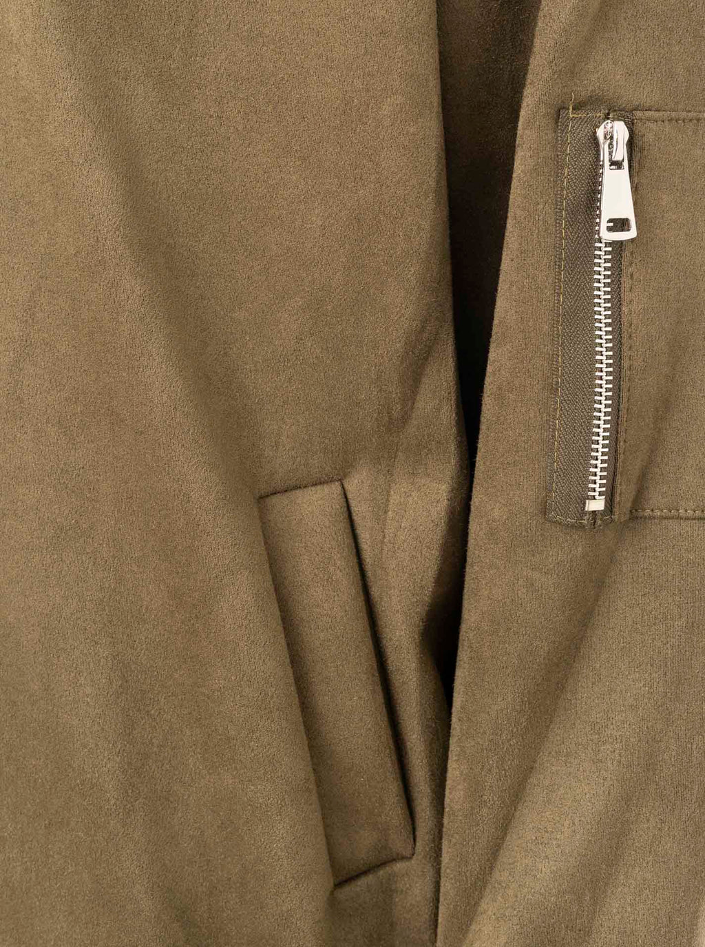 Zwillingsherz Blouson "Velours" in Olive  - Oversize-Velourjacke mit Reißverschluss