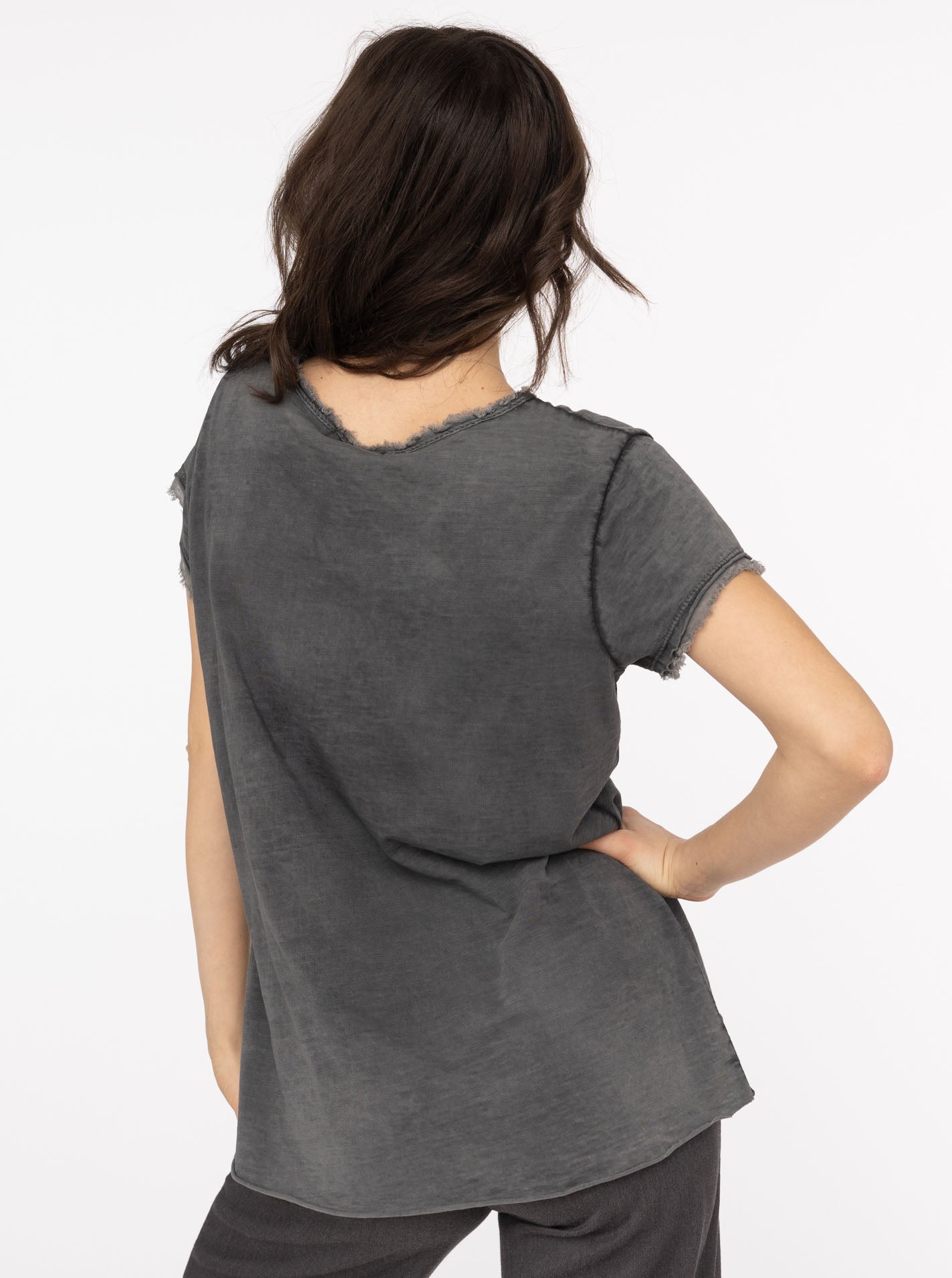 Zwillingsherz Shirt Tail - Positive Mind- 100% Baumwolle - Anthrazit