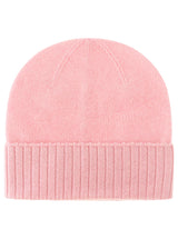 Zwillingsherz - 100% Cashmere-Mütze mit geripptem Umschlag - Altrosa