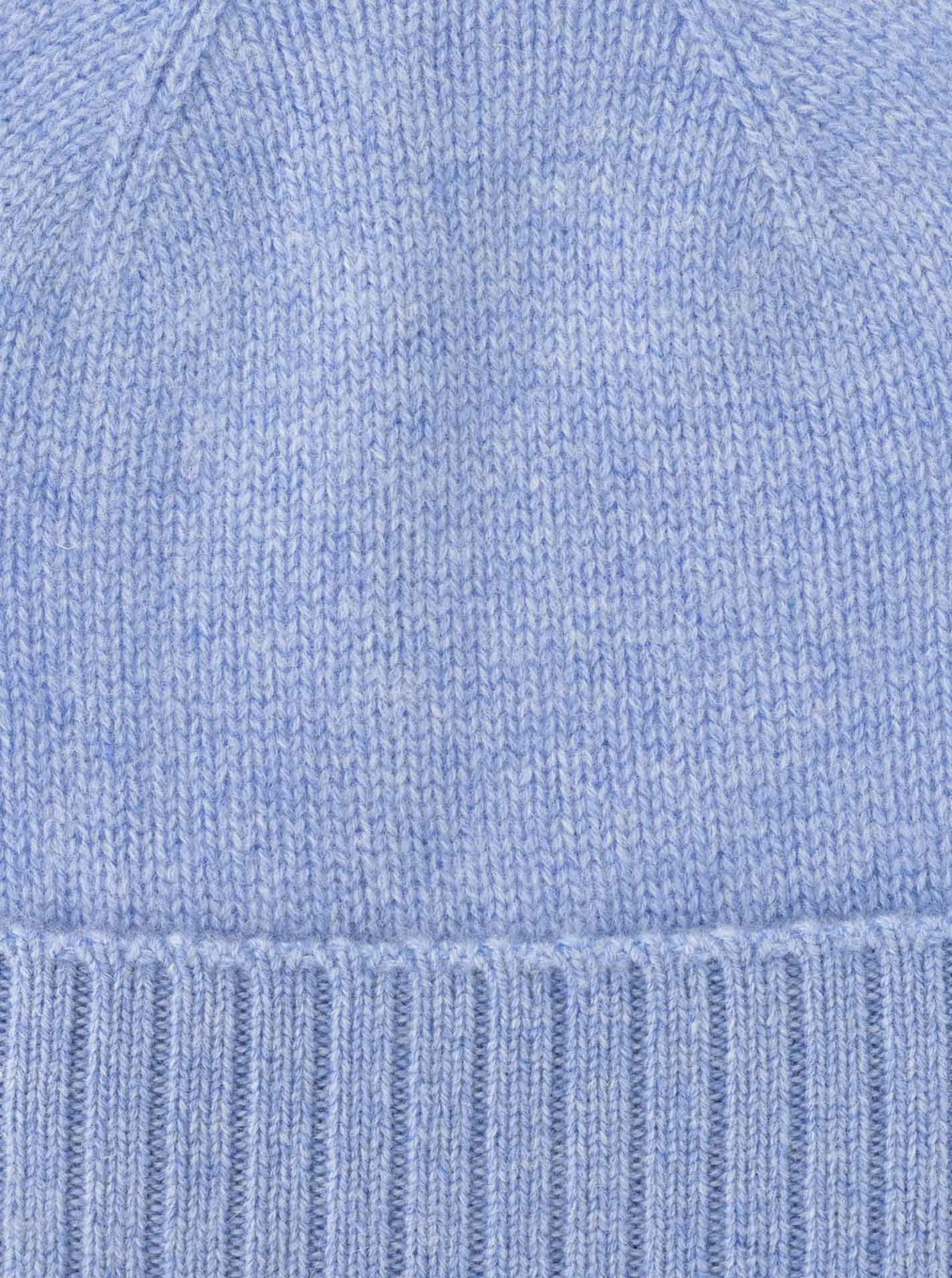 Zwillingsherz - 100% Cashmere-Mütze mit geripptem Umschlag - Hellblau
