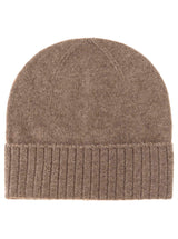 Zwillingsherz - 100% Cashmere-Mütze mit geripptem Umschlag - Taupe