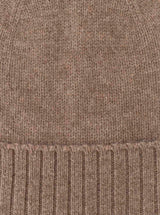 Zwillingsherz - 100% Cashmere-Mütze mit geripptem Umschlag - Taupe