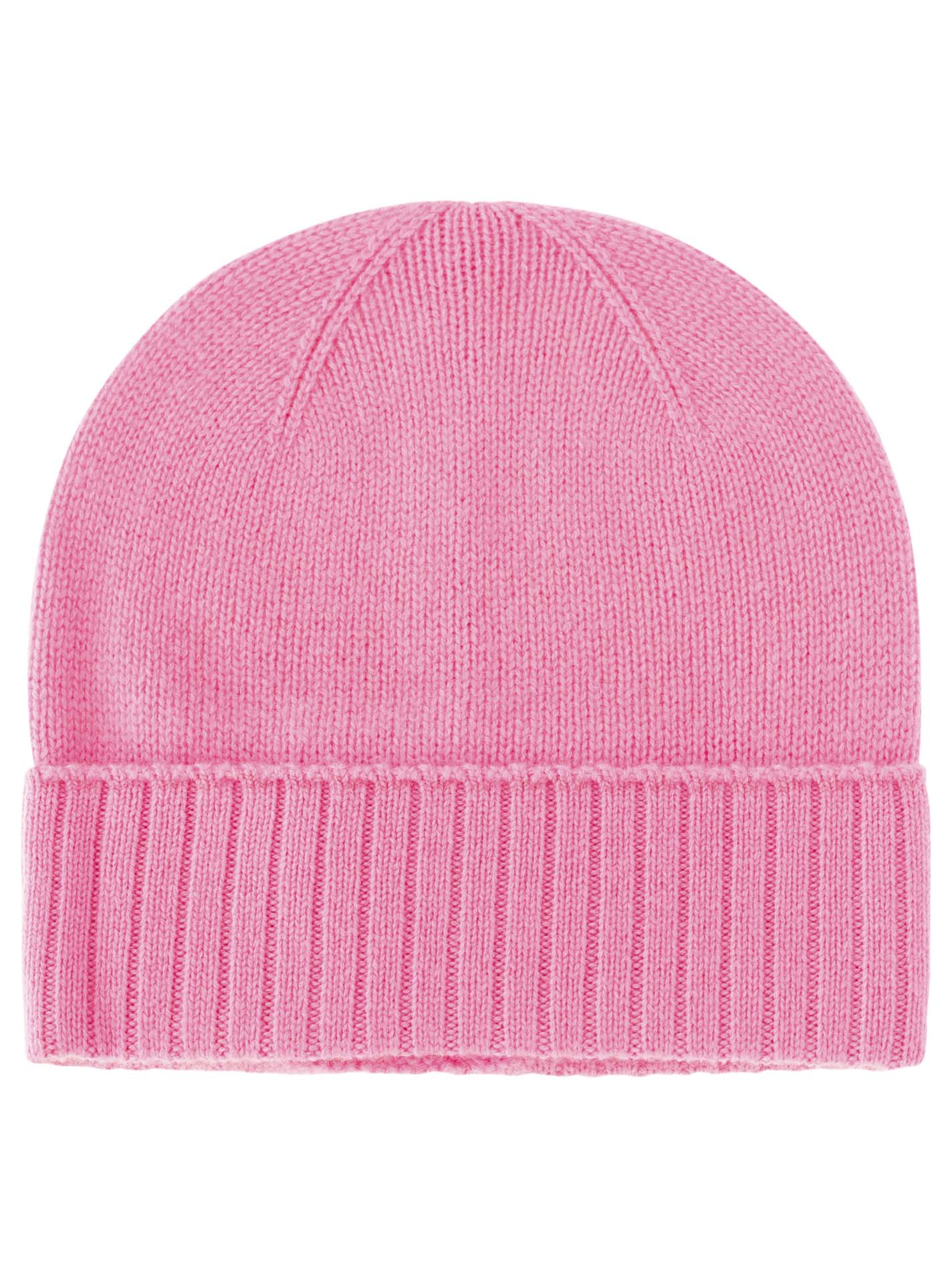 Zwillingsherz - 100% Cashmere-Mütze mit geripptem Umschlag - Bubblegum Pink